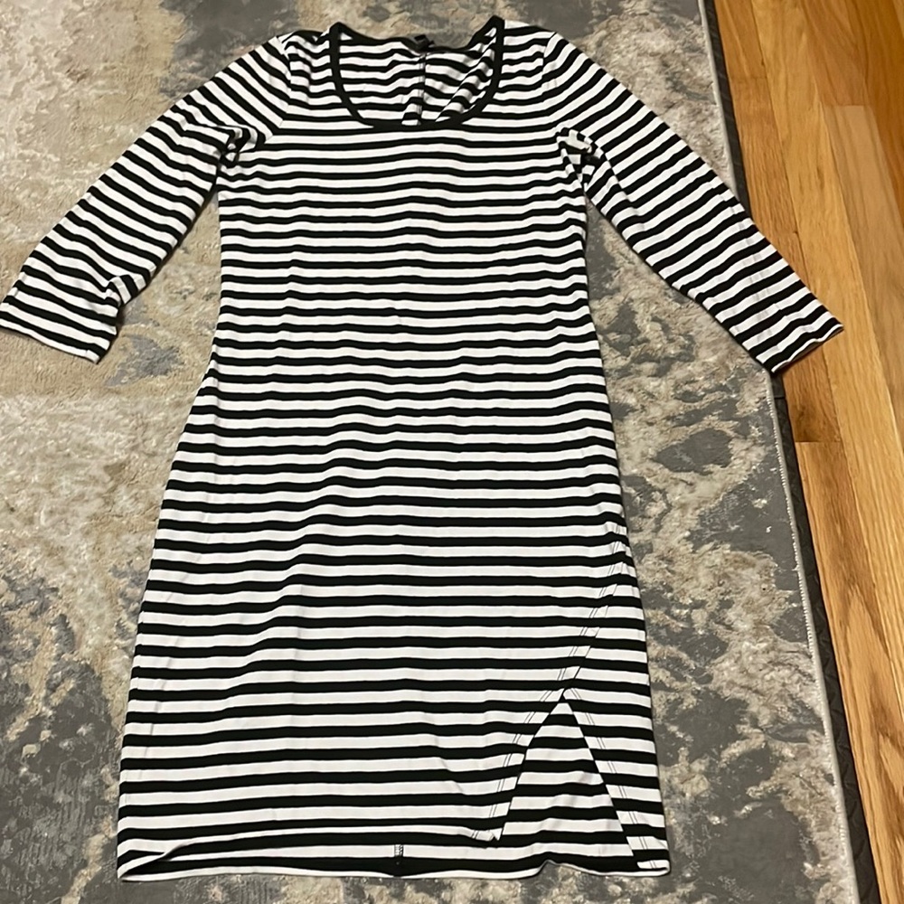 Black and white striped Express dress